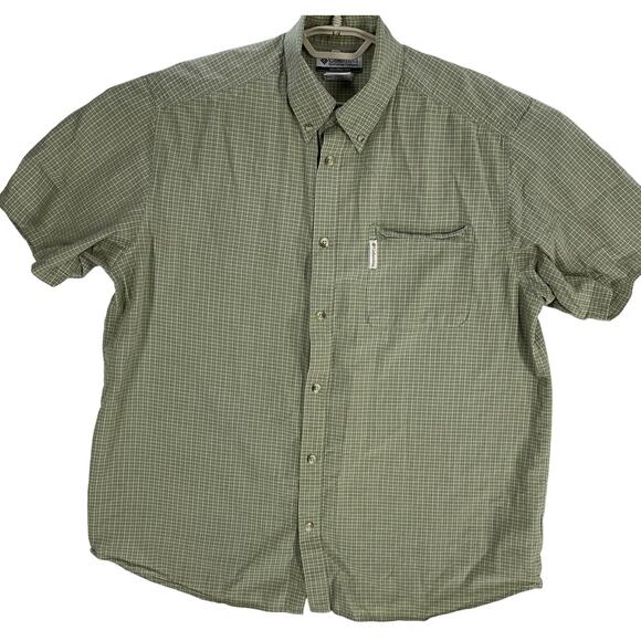 Columbia Button Shirt Mens Size Large Green Plaid 100% Cotton Outdoor Gorpcore - Picture 1 of 7